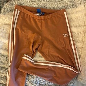 Adidas mauvey rose 3 striped leggings